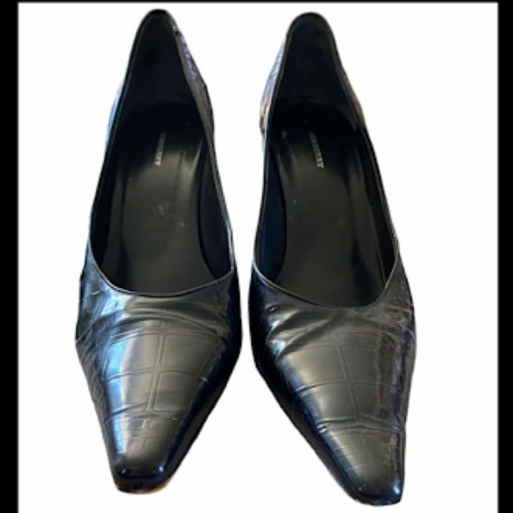 Burberry Black Patent Leather Embossed Heels – Size 40.5 – Made in Italy